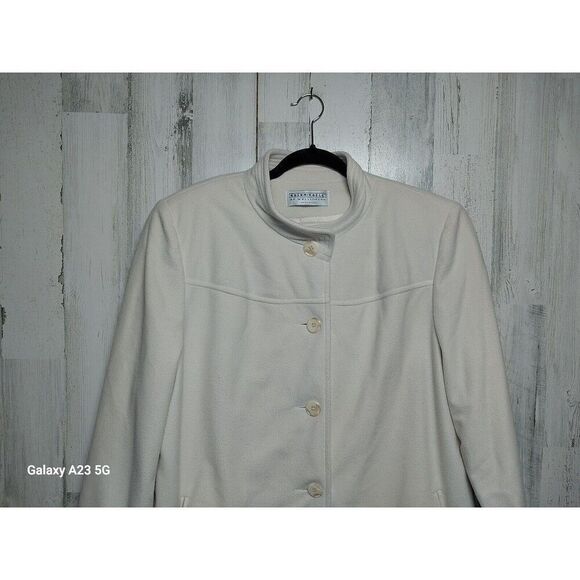 Kashmiracle Long Coat Womens M Ivory Faux Cashmere Jacket USA - Picture 4 of 7